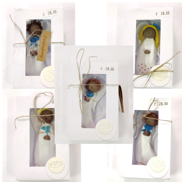 Aniołki komunijne z masy solnej